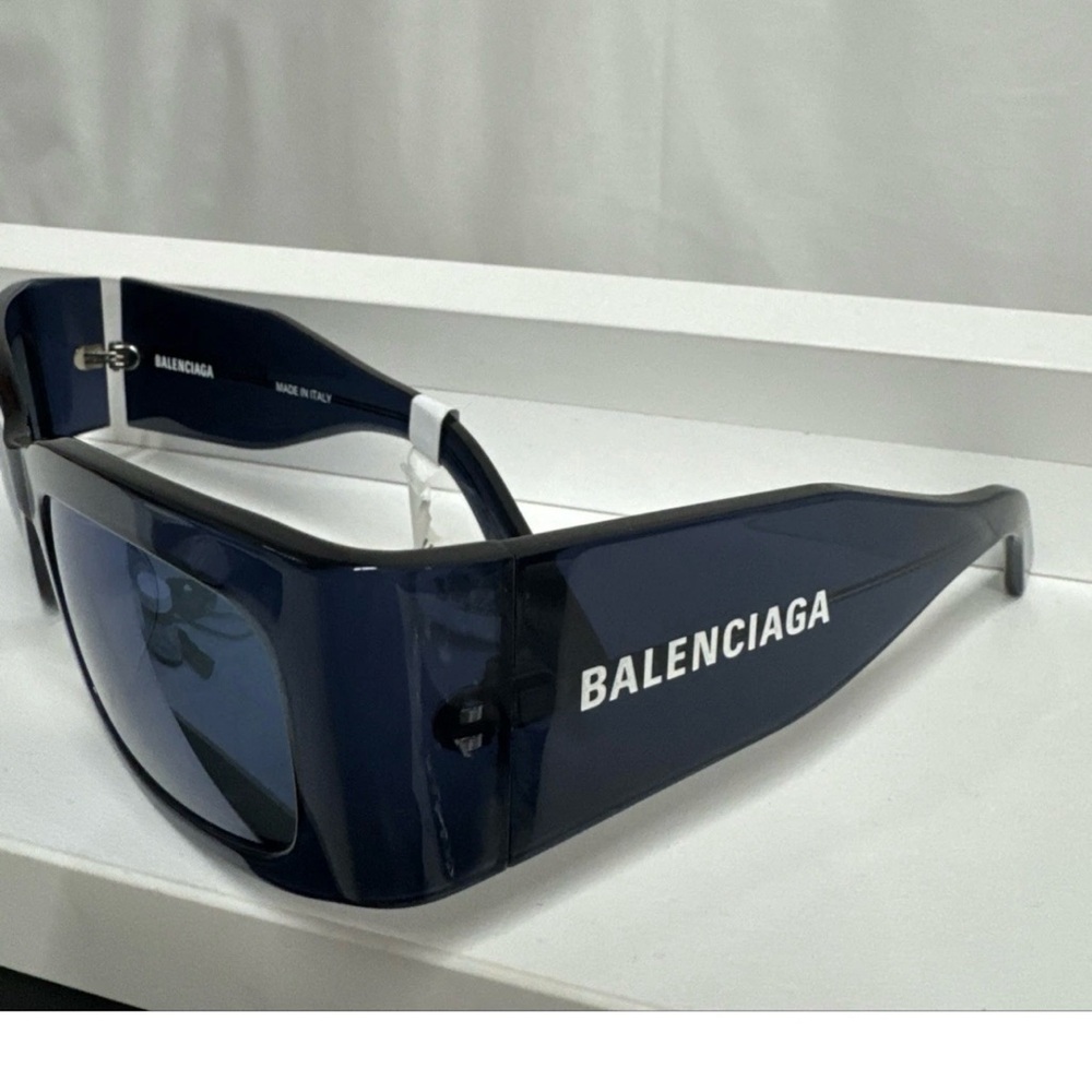 BALENCIAGA Blue Mirrored Geometric Unisex Sunglass BB0328S 004 New no case .R14A - Picture 6 of 10